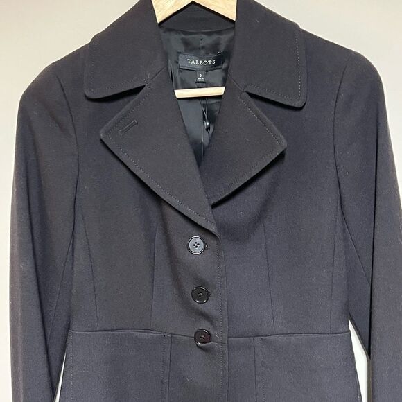 Talbots NWT Black Kate Fit 3 Button Wool Blazer, Size 2- Retails $199 - Picture 2 of 8